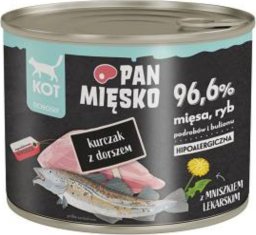  Pan Mięsko PAN MIĘSKO - Karma mokra dla kota kurczak z dorszem puszka 200g