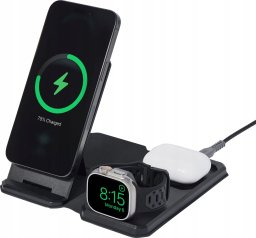  Mophie UAG 3in1 Travel Charger - bezprzewodowa ładowarka podróżna do trzech urządzeń 15W, kompatybilna z MagSafe, kabel, wtyczki i organizer w zestawie (black/gray)