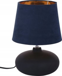 Lampa stołowa Altom Lampa Stołowa Z Czarną Podstawą Ceramiczną 21x30 Cm I Kloszem Granatowo-złotym Lumarko!