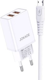 Ładowarka Jokade Ładowarka Sieciowa 5V/3A (2x USB) + Kabel 1m (USB - microUSB) Jokade Liangzi Dual Port Smart EU Charger Set (JB024) biała