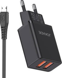 Ładowarka Jokade Ładowarka Sieciowa 5V/3A (2x USB) + Kabel 1m (USB - microUSB) Jokade Liangzi Dual Port Smart EU Charger Set (JB024) czarna