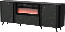 Cama Meble Komoda VOLARE 200x39x75 czarny/san sebastian + kominek