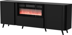 Cama Meble Komoda VOLARE 200x39x75 czarny + kominek