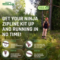 iPLAY Fofana Ninja Slider Zipline Pulley lauko pramogų rinkinys, 20m