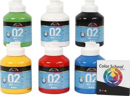 Creativ Company Akrylmaling a-color 02 - mat, 6 flasker a 500 ml i forskellige farver