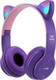 Słuchawki Retoo SŁUCHAWKI DLA DZIECI BLUETOOTH KOCIE USZY KOT LED RGB NAUSZNE MIKROFON