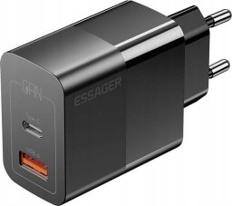 Ładowarka Essager Ładowarka USB-C+USB-A 33W Essager GaN (czarna)