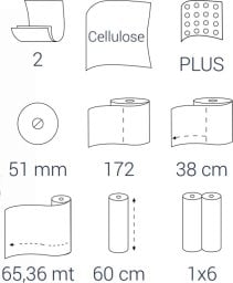 Bulky Soft Bulkysoft podkład medyczny-60 cm X 65,36 m Biały, dwuwarstwowy