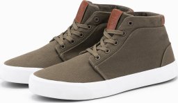 Ombre Męskie buty wysokie trampki z bawełnianego płótna oliwkowe V4 OM-FOTH-0156 43