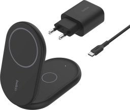 Ładowarka Belkin ładowarka indukcyjna składana 2w1 MagSafe Qi2 15 W czarna z zasilaczem 36 W