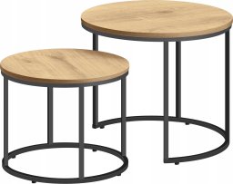 Leobert Stolik kawowy okrągły 2szt - dąb / nogi czarne