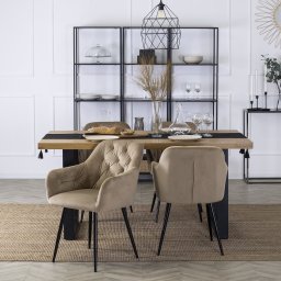 Mebel Elite Krzesło Tapicerowane do Salonu VIKI Beżowe Welurowe Nowoczesne Loft