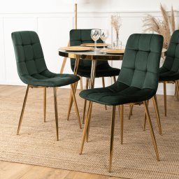 Mebel Elite Krzesło Tapicerowane do Salonu YORK Zielone Welurowe Nowoczesne Loft