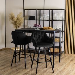 Mebel Elite Krzesło Barowe Tapicerowane Hoker SALEM Czarne Welurowe Nowoczesne Loft