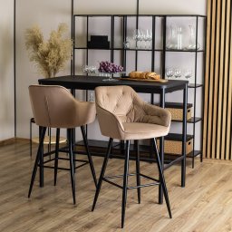 Mebel Elite Krzesło Barowe Tapicerowane Hoker SALEM Beżowe Welurowe Nowoczesne Loft