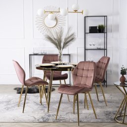 Mebel Elite Krzesło Tapicerowane do Jadalni LUCKY Różowe Welurowe Nowoczesne Glamour