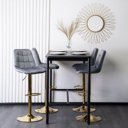 Mebel Elite Krzesło Barowe Tapicerowane Hoker ARCOS Szare Welurowe Nowoczesne Glamour