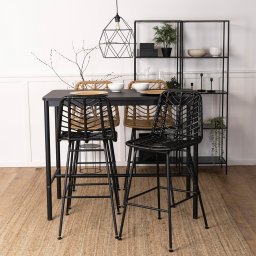 Mebel Elite Hoker Rattanowy JERRY Ogrodowy Krzesło Barowe Czarny Boho