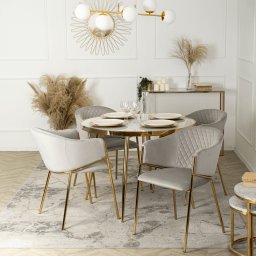Mebel Elite Krzesło Tapicerowane do Salonu INNES Szare Welurowe Nowoczesne Glamour