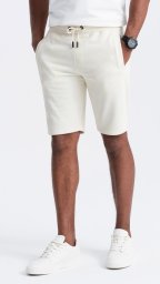 Ombre Szorty męskie dresowe z bawełny BASIC kremowe V5 OM-SRBS-0149 XL