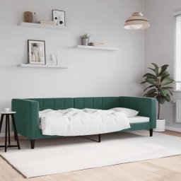 vidaXL Sofa z funkcją spania, ciemnozielona, 90x200 cm, aksamitna