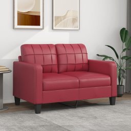 vidaXL 2-osobowa sofa, winna czerwień, 120 cm, sztuczna skóra