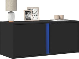 vidaXL Ścienna szafka TV z LED, czarna, 80x31x35 cm