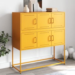 vidaXL Szafka, musztardowa, 100,5x39x107 cm, stal