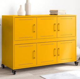 vidaXL Szafka, musztardowa, 100,5x39x72 cm, stal