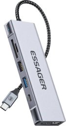 Stacja/replikator Essager Stacja dokująca, Essager, EHB08-QK0G-Z, HDMI, 2xUSB-A, SD card, TF card (szary)