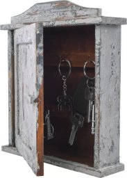 Snowsport Szara skrzynka na klucze Wandbox z 6 haczykami, malowana w stylu retro vintage loft, industrialnym