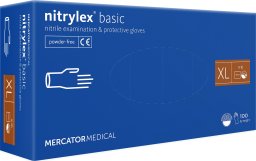 Mercator Rękawice Nitrylowe 100 sztuk / Niebieskie / Nitrylex Basic Dark Blue (XL 9-10)