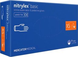 Mercator Rękawice Nitrylowe 100 sztuk / Niebieskie / Nitrylex Basic Dark Blue (XS 5-6)