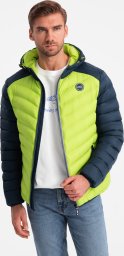 Kurtka męska Ombre Nylonowa pikowana kurtka męska w stylu sportowym  limonkowa V4 OM-JALP-0185 XXL