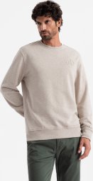 Ombre Melanżowa męska bluza dresowa z wyszywanym logotypem beżowa V2 OM-SSNZ-0163 XL