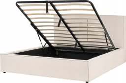 Beliani Łóżko z pojemnikiem tapicerowane 160 x 200 cm beżowe MOISSAC