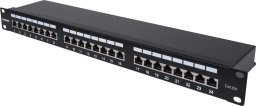 Intellinet Network Solutions INTELLINET 24-Port Cat6a Patchpanel geschirmt 24 Ports FTP 1 HE Klemmleisten mit 90 Grad abgewinkelten Kabeleinfuehrungen schwarz