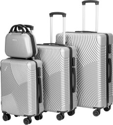 vidaXL Zestaw 4 walizek podróżnych AZORES SREBRNY 4w1