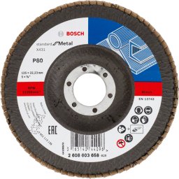 Bosch BOSCH Ściernica listkowa 125mm X431 P 80 Standard for metal Wypukła