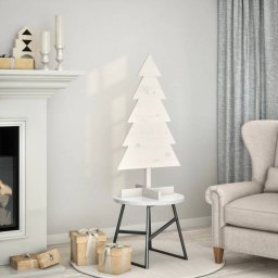 vidaXL Drewniana choinka do udekorowania, biała, 100 cm, sosnowa