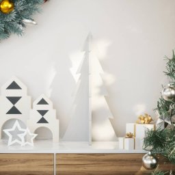 vidaXL Drewniana choinka do udekorowania, biała, 59,5 cm, sosnowa