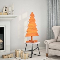 vidaXL Drewniana choinka do udekorowania, woskowy brąz, 100 cm, sosna