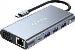 Stacja/replikator Bounn Bounn Adapter 11w1 TypeC to HDMI (4K@30Hz)+VGA+3.5mm Audio+RJ45(1000Mbps)+U