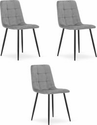 Leobert Krzesło KARA - jasny szary aksamit / nogi czarne x 3