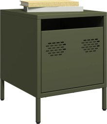 vidaXL vidaXL Szafka nocna, oliwkowa zieleń, 35x39x43,5 cm, stal