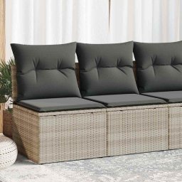 vidaXL vidaXL 4-cz sofa ogrodowa z poduszkami, jasnoszary, rattan PE i akacja