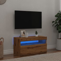 vidaXL Szafka pod TV z oświetleniem LED, dąb artisan, 75x35x40 cm