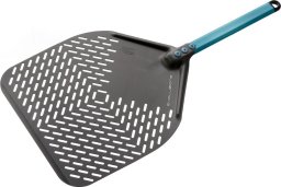 GI.METAL Gi.Metal Evoluzione Rectangular Perforated Pizza Peel 36x36 cm Handle 30 cm