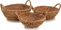 Giftdecor Okrągłe koszyki z trawy morskiej GOW, 3 sztuki