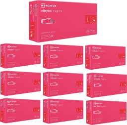 Mercator Rękawice Nitrylowe 100 szt. Nitrylex Magenta - 10 szt. (L 8-9)